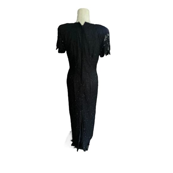 Vintage Stenay Silk Beaded Maxi Dress 6 Black Gown Cocktail Beaded Formal Party - Picture 3 of 16